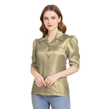 Satin Puff Sleeve Button Down Shirt | Elegant Top S-3XL | 41 Colors S80
