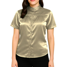 Satin Short Sleeve Button Down Shirt | Chic Blouse S-3XL | 41 Colors S85