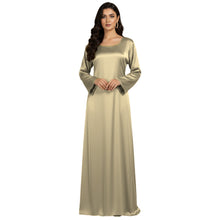 Satin Long Sleeve Modest Gown | Full Length Hijab Dress S-3XL | 41 Colors S121