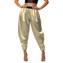 Satin Tapered Party Pants • Plus Size Elastic Waist Trousers • Women's Elegant Night Out Bottoms  S145