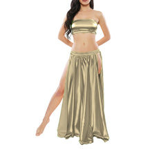 Satin Belly Dance Side Cut Skirt | Slit Flow Costume Plus Size | 41 Colors S1