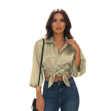 Satin Button Down Crop Top | High-Shine Shirt S-3XL | 41 Colors S116