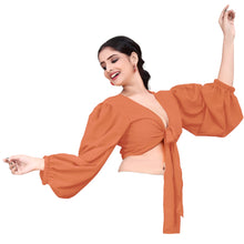 Chiffon Belly Dance Ruffle Top | Flowy Sleeve Choli S-5XL | 30 Colors C72