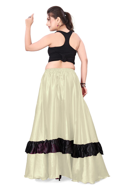 Belly Dance Satin Full Circle Skirt With Frill S33-Regular Size 1