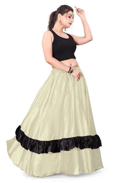 Belly Dance Satin Full Circle Skirt With Frill S33-Regular Size 1