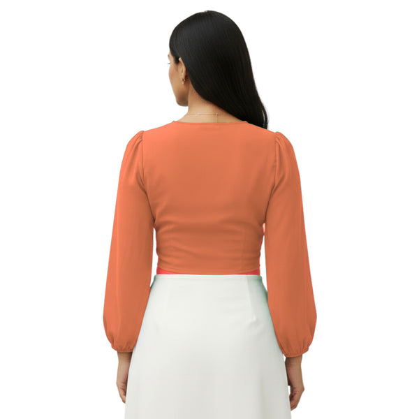 Chiffon Belly Dance Ruffle Top | Elastic Sleeve Self-Tie S-5XL C67