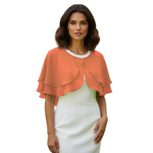 Double Layer Chiffon Peplum Shrug | Solid Color Elegant Evening Bolero | Women's Dressy Cardigan Cover-Up Top C40