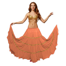 16 Yard 4-Tier Belly Dance Skirt with Gold Trim | Tribal Fusion Gypsy C5