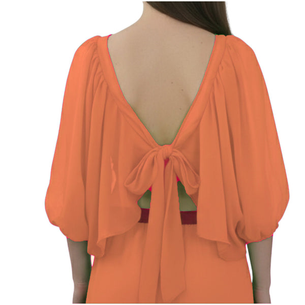 Brown Full Flair Ruffle Sleeve Belly Dance Top, stretch fit performance wear.