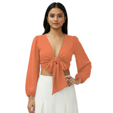 Chiffon Belly Dance Ruffle Top | Elastic Sleeve Self-Tie S-5XL C67