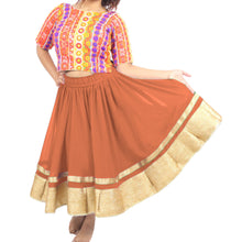 Chiffon Bollywood Dance Skirt | Gold Lace Border | S-5XL, 30 Colors C37