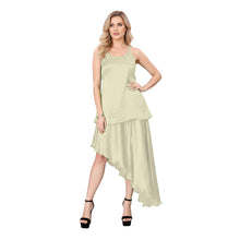 Gold Satin High-Low Costume, shimmering skirt and top set.