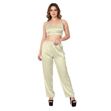 Golden Satin Flowy Trousers, festive casual wear.