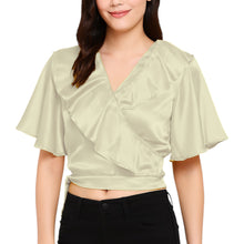 Satin Ruffle Self-Tie Top | Adjustable Crop Blouse S-3XL | 41 Colors S84