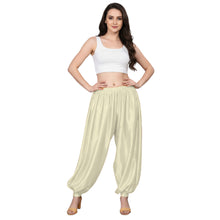 Golden Satin Aladdin Dance Trousers, festive performance pants.