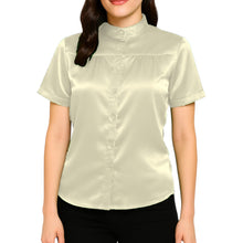 Satin Short Sleeve Button Down Shirt | Chic Blouse S-3XL | 41 Colors S85