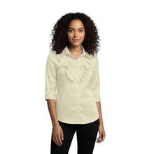 Gold Satin Vintage Style Shirt, shimmering 3/4 sleeve blouse.