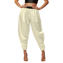 Satin Tapered Party Pants • Plus Size Elastic Waist Trousers • Women's Elegant Night Out Bottoms  S145