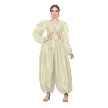Satin Harem Pant & Ruffle Top Set | Belly Dance Costume S-3XL | 41 Colors S131