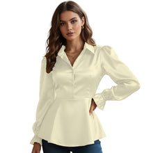 Satin Victorian Button-Down Shirt | Long Sleeve Blouse S-3XL S86
