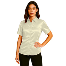Satin Short Sleeve Button Down Shirt | Button Down Nightwear S-3XL | 41 Colors S107