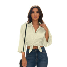 Satin Button Down Crop Top | High-Shine Shirt S-3XL | 41 Colors S116