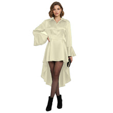 Satin Victorian Long Shirt Dress | Button Down Tunic S-3XL | 41 Colors S113