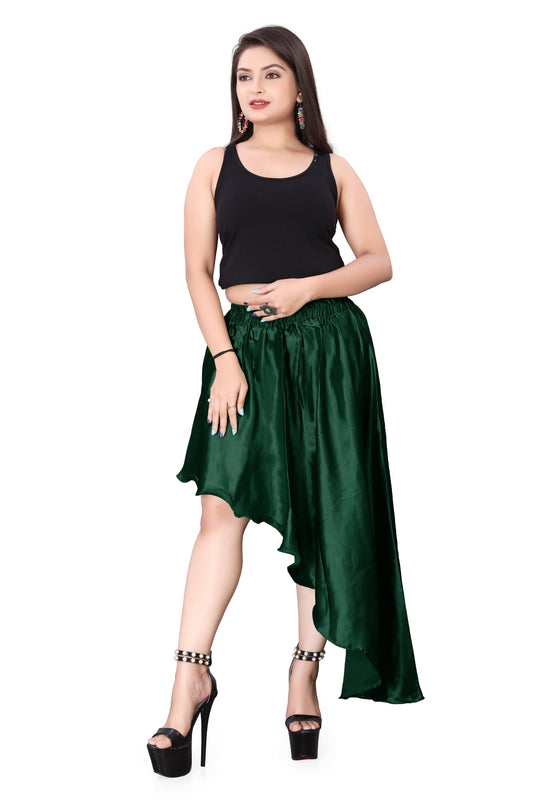 Satin Asymmetrical High low Skirt Skirt S6-Regular Size 1