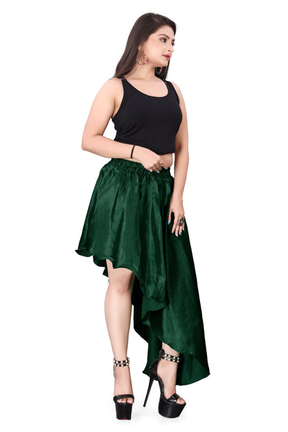 Satin Asymmetrical High low Skirt Skirt S6-Regular Size 1