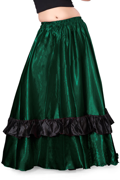 Belly Dance Satin Full Circle Skirt With Frill S33-Regular Size 2