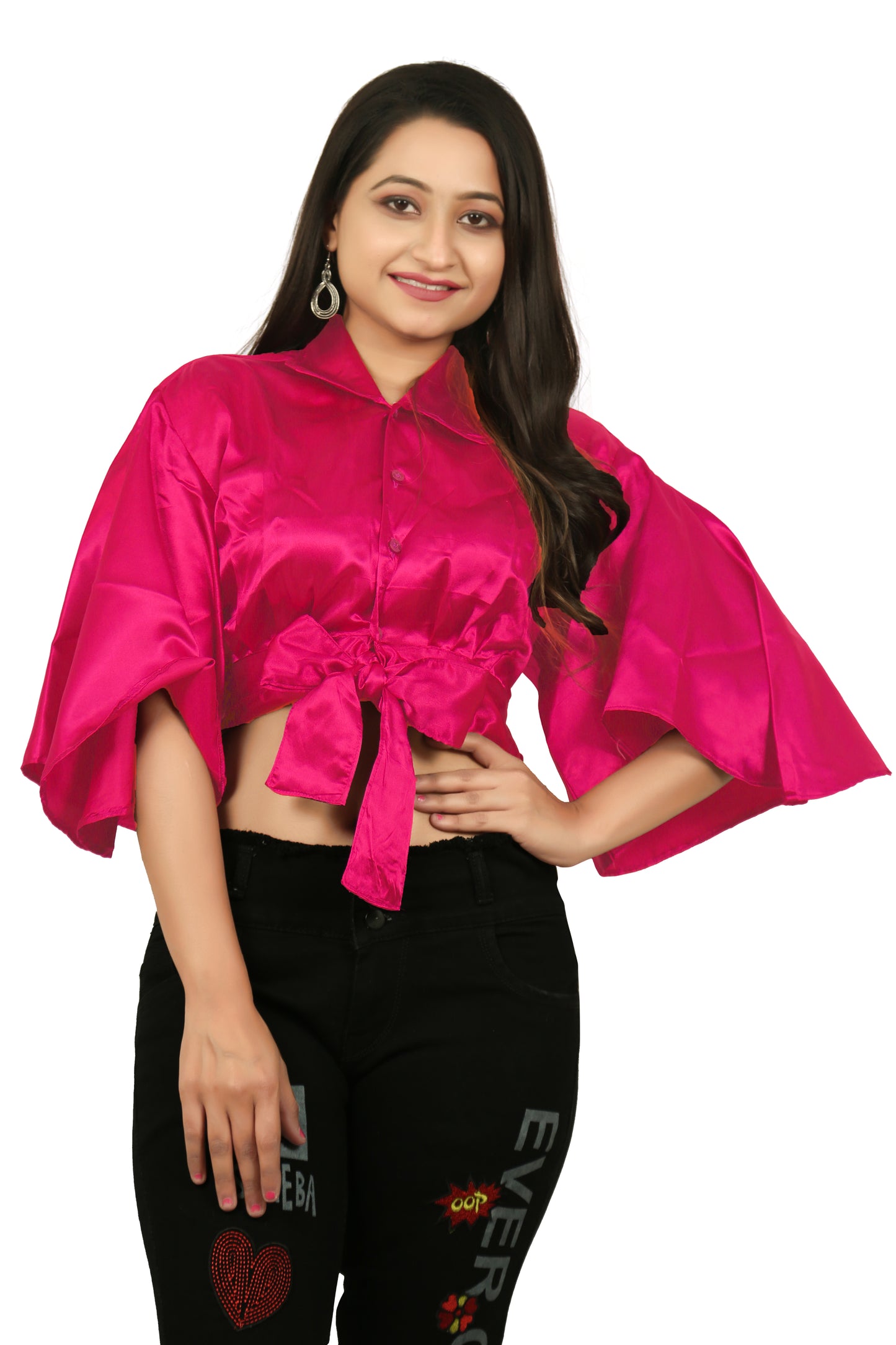 Satin Fancy Top Women Party Wear Top S116-Regular Size 1