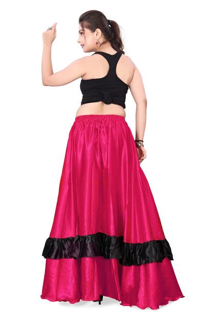 Belly Dance Satin Full Circle Skirt With Frill S33-Regular Size 2