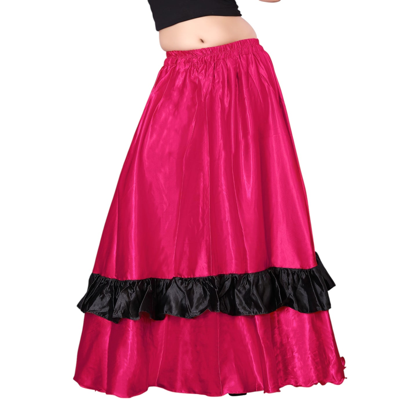 Belly Dance Satin Full Circle Skirt With Frill S33-Regular Size 2