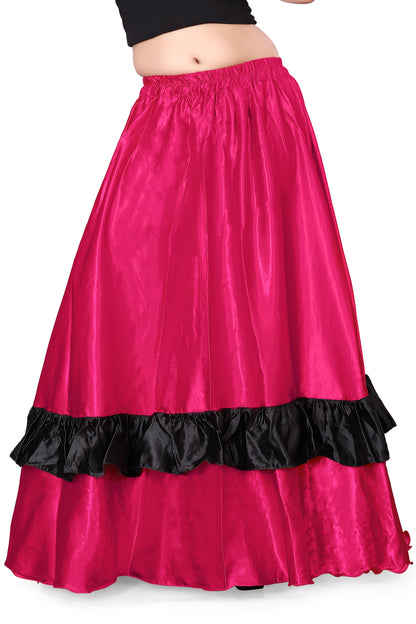 Belly Dance Satin Full Circle Skirt With Frill S33-Regular Size 2