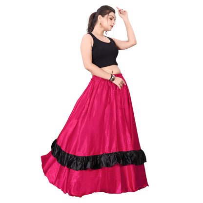 Belly Dance Satin Full Circle Skirt With Frill S33-Regular Size 2