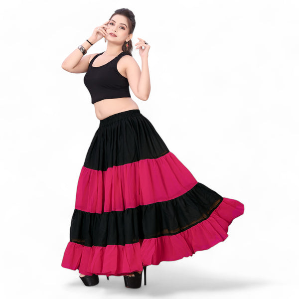 Epic 25 Yard 4-Tier Chiffon Skirt | Double Color Belly Dance S-5XL C63
