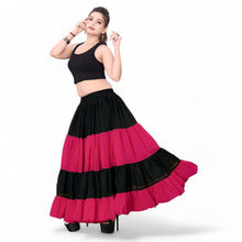Black/Red Epic 25 Yard 4-Tier Chiffon Skirt, double color belly dance skirt, S-5XL.