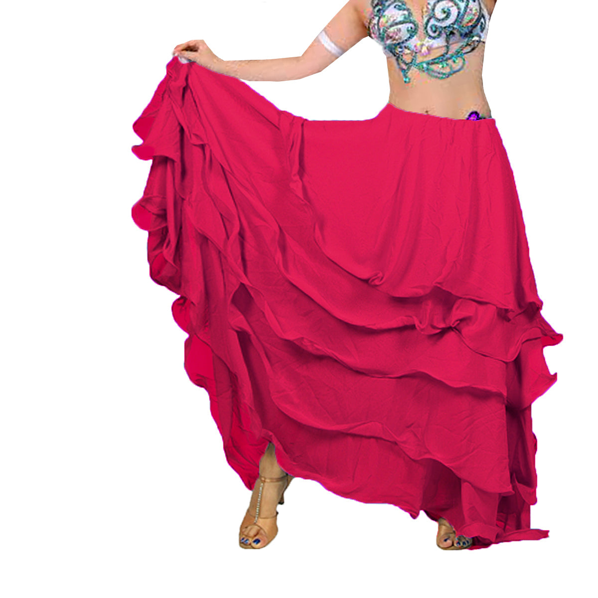 Chiffon 5 layer Belly Dance Skirt C25  - Regular Size 1