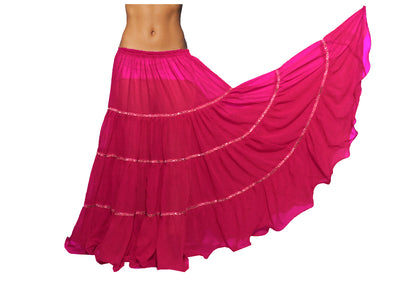 16 Yard 4 Tier Belly Dance Skirt with trim C5 - Regular Size 1