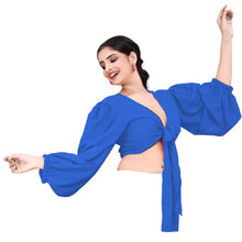 Chiffon Belly Dance Ruffle Top | Flowy Sleeve Choli S-5XL | 30 Colors C72