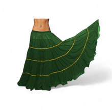 16 Yard 4-Tier Belly Dance Skirt with Gold Trim | Tribal Fusion Gypsy C5