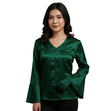 Satin Flare Sleeve Button Down Top | Dramatic Blouse S-3XL | 41 Colors S82