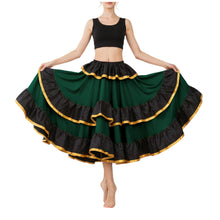 Satin Full Circle Skirt Black Frill | 360° Dance Flow S-3XL S75