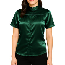 Satin Short Sleeve Button Down Shirt | Chic Blouse S-3XL | 41 Colors S85