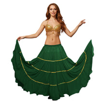 16 Yard 4-Tier Belly Dance Skirt with Gold Trim | Tribal Fusion Gypsy C5