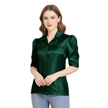 Satin Puff Sleeve Button Down Shirt | Elegant Top S-3XL | 41 Colors S80