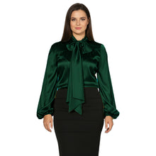 Satin Bow Neck Top | Long Sleeve Office Wear Blouse S-3XL | 41 Colors S120
