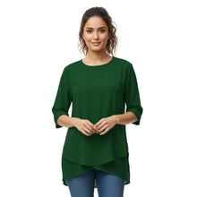 Chiffon Fancy Round Neck Top | Dressy Blouse S-5XL | 30 Colors C58