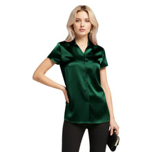Satin Short Sleeve Button Down Shirt | Chic Blouse S-3XL | 41 Colors S118