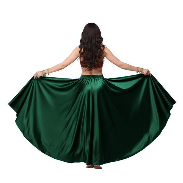 Satin Full Circle Belly Dance Skirt | 360° Flow Gown S-5XL S69